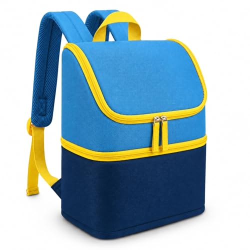 Carrying Case Backpack for Toniebox 1 & 2, 2-Layer, Holds 25+ Figures | Padded 210D lining and 8mm shock absorption fits headphones and charging dock 600D water-resistant polyester easy wipe-clean - color: Sky/Navy Blue