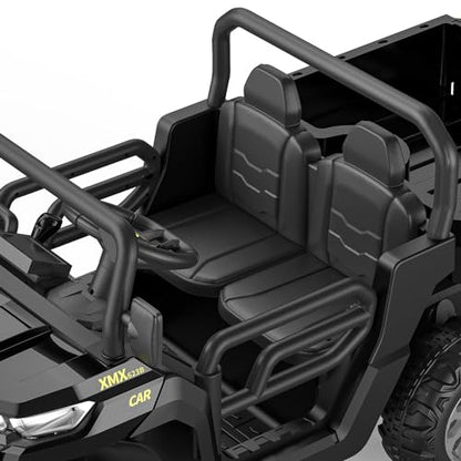 Hetoy 24V 2-Seater Ride On Dump Truck with Parent Remote Control, 4WD 6-Wheel Electric Car for Big Kids, UTV Style Dump Bed & Music Horn, ASTM/CPSIA Certified (Ages 3+) - color: Black