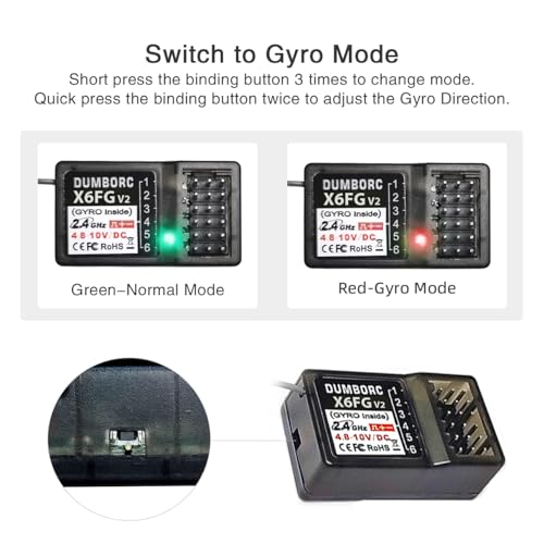 ATA HOBBY DUMBORC 2Pcs X6FG(Built in Gyro) 6 Channels 2.4GHz RC Receiver | For DUMBORC X6, X6PM-350 Transmitter, RC Car, Boat, Tank, Drifting Car - style: 2 Pcs-X6FG(Built in Gyro)