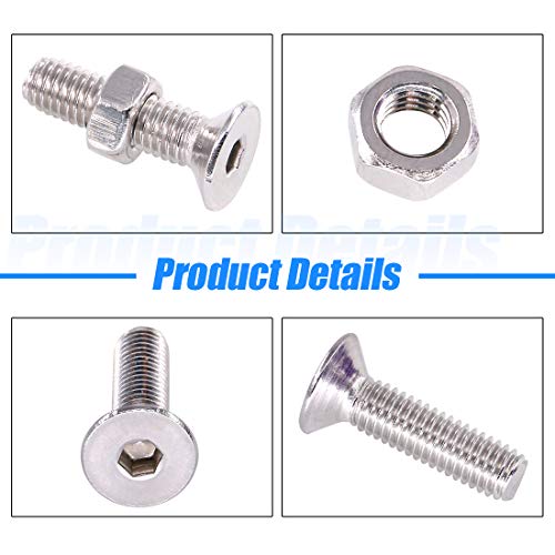 Glarks 510Pcs Metric M3 M4 M5 304 Stainless Steel Flat Head Countersunk Socket Cap Bolts Screws Nuts Assortment Kit, Allen Hex Drive - size: Flat Head Socket Cap Screws Set