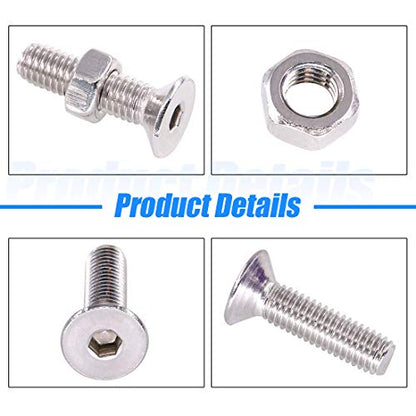 Glarks 510Pcs Metric M3 M4 M5 304 Stainless Steel Flat Head Countersunk Socket Cap Bolts Screws Nuts Assortment Kit, Allen Hex Drive - size: Flat Head Socket Cap Screws Set