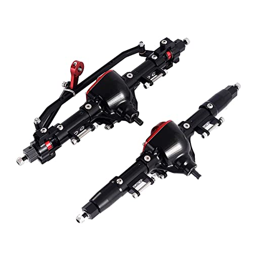 Aluminum Alloy Front and Rear Axle and Universal Driveshafts Set for 1/10 RC Crawler Car Axial SCX10 (Black) - color: Black