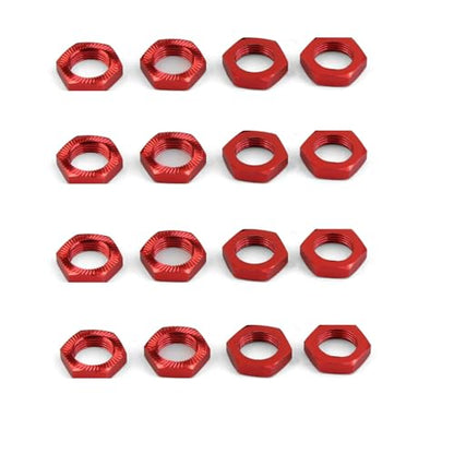 16pcs Aluminum Wheel Nuts 17mm Thread for 1/7 1/8 RC Model Car Trucks Off Road ARRMA 6s Karton Typhon Mojave HSP Redcat Himoto Upgrade Part Red - color: Red