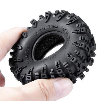 MOHERO 4Pcs 1.1 Tires - 64mm All Terrain Soft Sticky Tires for 1/18 TRX4M 1/24 SCX24 RC Crawlers Car Upgrade Parts(Style A) - color: Style a
