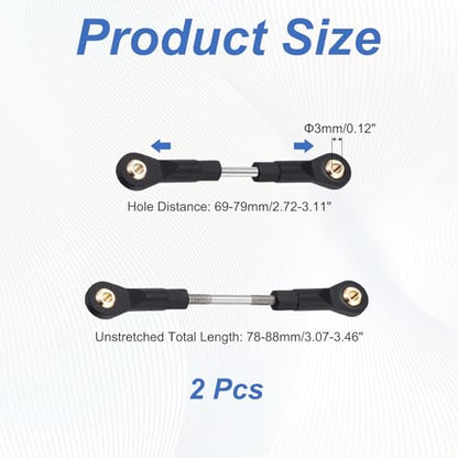MECCANIXITY 4Pcs Adjustable Turnbuckles Camber Links, 69-79mm Turnbuckle Rod Steering Servo Linkage with M3 Ball Head Rod Ends for RC Car Replace Parts DIY - size: 69-79mm