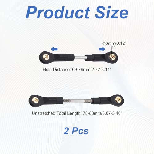 MECCANIXITY 2Pcs Adjustable Turnbuckles Camber Links, 69-79mm Turnbuckle Rod Steering Servo Linkage with M3 Ball Head Rod Ends for RC Car Replace Parts DIY - size: 69-79mm