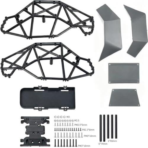 AMK RC Crawler Roll Cage, 1/10 Scale Nylon Rock Buggy Body Cage for Axial SCX10 SCX10 II, Durable RC Rock Crawler Upgrade Part (Gray) - color: Gray