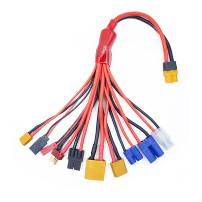 RC Lipo Battery Charger Adapter Connector 10 in 1 Splitter Wire Cable XT60H | RC Charger Adapter XT60H Plug Lead Convert Cable for TRX, T-Plug, Tamiya,Futaba, JST, XT90,XT60,XT30,EC3,EC5