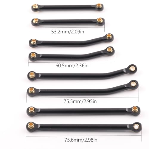 RC Aluminum Alloy High Clearance Links Set Chassis Linkage Suspension Links Compatible with Traxxas TRX4M 1/18 Bronco Defender RC Crawler Upgrade Parts, 8PCS - Black