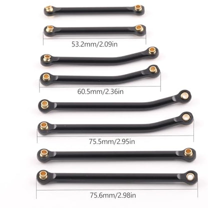 RC Aluminum Alloy High Clearance Links Set Chassis Linkage Suspension Links Compatible with Traxxas TRX4M 1/18 Bronco Defender RC Crawler Upgrade Parts, 8PCS - Black