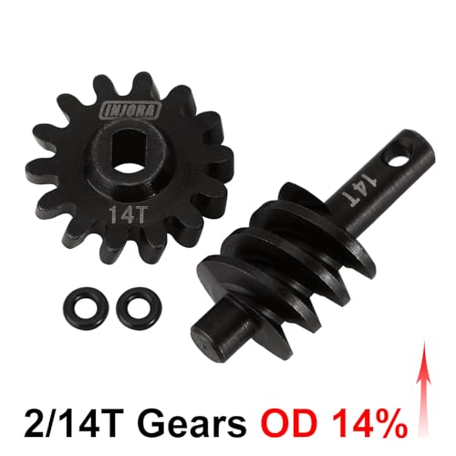 INJORA Overdrive Differential Axle Steel Gears 14T Worm Gears Upgrade Parts for AX24 SCX24 C10 JLU Gladiator Bronco Deadbolt Axial 1/24 RC Crawler Car - size: 14T