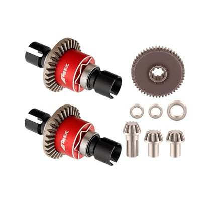 Alloy Front Rear Differential Diff & Spur Input Gear Kit for HyperGO 1/16 H16BM H16PL H16GT H16DR 16207 16208 16209 16210 1/14 H14BM 14209 14210 14301 14303 Upgrades Part Red - color: Red
