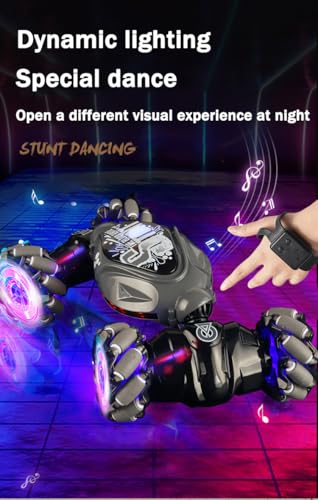 Dual Control RC Stunt Car, 4WD, Gesture Sensing, 360° Flips, LED Lights and Music, Multi-Terrain, Multicolor, 1:16 Scale
