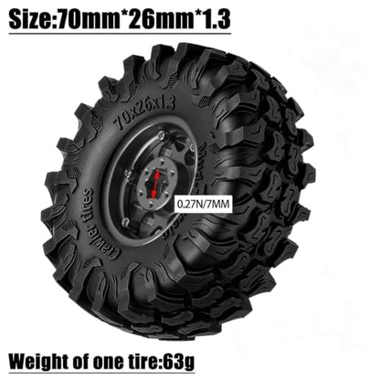 for 1/18 1/24 Axia l SCX24 TRX4M,1.3 Beadlock RC Wheels and Tires,1.3" Aluminum & Brass RC Wheel Hub Rim Rubber Tires RC Truck Tires Heavy Duty Rim.Black 4PCS - color: (4pcs）black