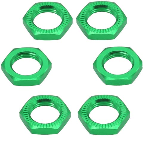 Aluminum 17mm Wheel Nut Thread 1.0mm for 1/7 1/8 RC Model Car ARRMA 6s HSP Redcat Himoto Monster Trucks Off Road Buggy Upgraded Parts 16 pcs/Set (Green) - color: Green