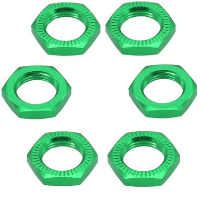 Aluminum 17mm Wheel Nut Thread 1.0mm for 1/7 1/8 RC Model Car ARRMA 6s HSP Redcat Himoto Monster Trucks Off Road Buggy Upgraded Parts 16 pcs/Set (Green) - color: Green