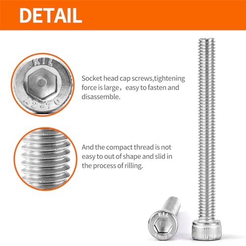 M6 x 60mm 65mm 70mm 75mm 80mm Hex Socket Head Cap Screws Bolts 304 Stainless Steel Metric Machine Allen Hex Drive, Fully Threaded, Assortment Kit 20PCS - size: M6 x 60/65/70/75/80mm (20PCS)