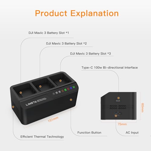 Mavic 3 Battery Charger for DJI Mavic 3 pro Enterprise Classic Cine Thermal Drone Battery Pack 200W Fast Charging Station Hub with Charge Discharge Storage - size: Mavic 3/3 pro