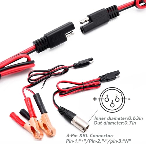 Unocho 24V 5A Battery Charger Smart 4-Stage Lead Acid Battery Maintainer with 3-Pin XLR & Alligator Clips for AGM Gel SLA VRLA Wet Batteries (US Plug)