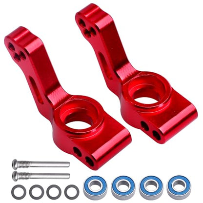 Aluminum Front Steering Blocks & Caster Blocks and Rear Stub Axle Carriers Upgrade Kit for 1/10 Traxxas Slash 2WD Stampede Rustler VXL, Replacement of 3632 3736 3752 (Red) - color: Red