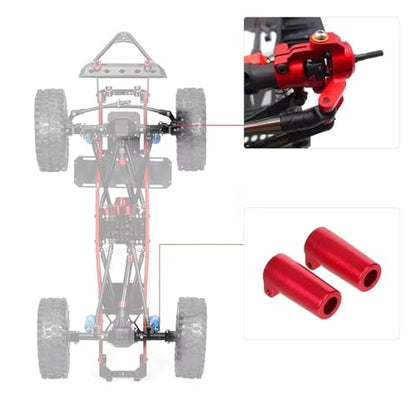 RC Cars Crawler Parts Compatible with Axial for SCX10 II 90046 90047 RC Car Parts Metal Front Steering Cup C Hub Carrier Rear Axle Lock Out Set(Red) - color: Red