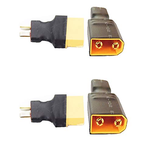 2 Pairs Deans T Plug Male Female Connector to XT90 Plug Male Female Connector Conversion Adapter for RC LiPo Battery