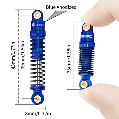 OGRC Shocks Absorber Oil Threaded Damper Aluminum Front & Rear Shocks for Axial SCX24 C10 JLU Deadbolt Gladiator Bronco Upgrade Parts (Blue) - color: Blue