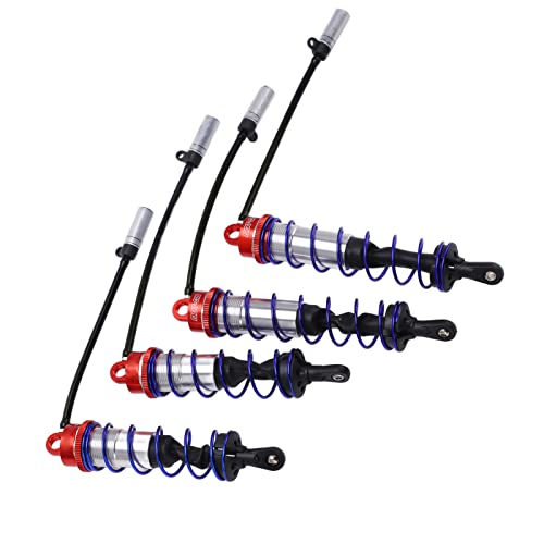 RC Shock Absorber Set Oil Adjustable Front Rear Damper High Performance Upgrade for 1/8 RC Car Crawler Truck Truggy Aluminum Alloy 4PCS (Red) - color: Red