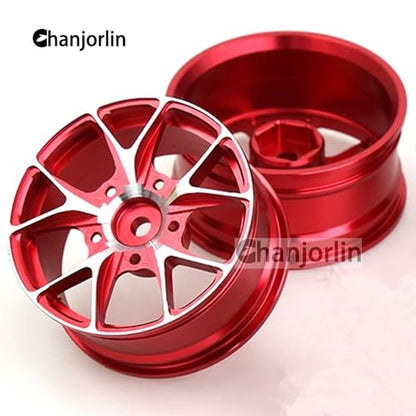 1/10 On Road Drift Wheels Rims Hex 12mm RC Aluminum Alloy Rally Racing Hubs for 1:10 Scale Touring Street Car Tires Tamiya TT01 TT02 HSP 2S 3S Brushless HPI KYOSHO XV02 XV01 4PCS (Red) - color: Red