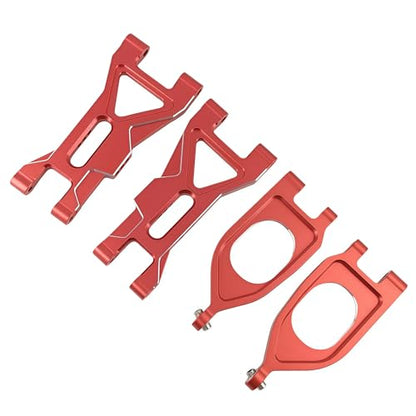 Aluminum Front Upper Lower Suspension Arms for ARRMA Gorgon 2WD (Red) | 1/10,4X2,Monster Truck,ARA330750 ARA330752,CNC Machined,Heavy Duty,High Strength,Precision Fit,Wear Resistant - color: Red