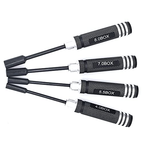 Hex Nut Driver Set Hexagonal Head Nut Wrench 4.0/5.5/7.0/8.0mm, 4Pcs RC Repair Tools Kit Socket Screwdrivers for RC Quadcopter Helicopter FPV Drone Car Airplane