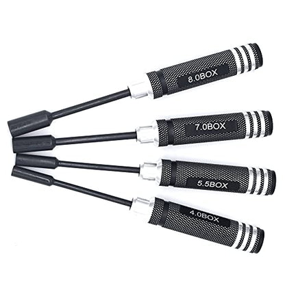 Hex Nut Driver Set Hexagonal Head Nut Wrench 4.0/5.5/7.0/8.0mm, 4Pcs RC Repair Tools Kit Socket Screwdrivers for RC Quadcopter Helicopter FPV Drone Car Airplane