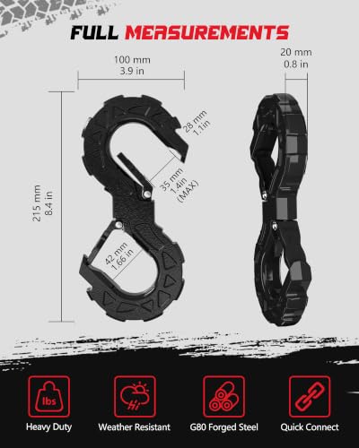 3/8 Tow Hook, Winch Hook for Off-Road Recovery, Towing Shackle 33000 Lbs, G80 Heavy Duty Strength Integrated Winch Quick Shackle, Black - color: Black