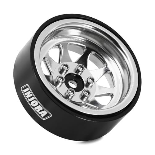INJORA -4.05mm Offset Stamped Steel 1.3" Wheels for 1/24 1/18 RC (Silver) - color: Silver