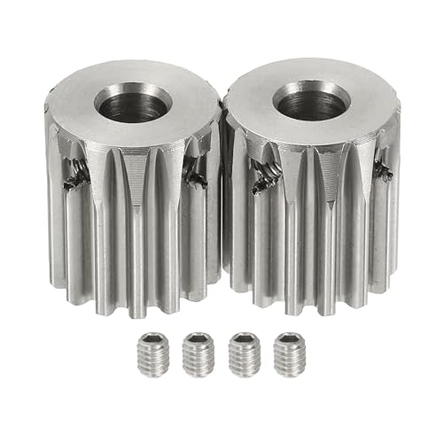 uxcell 2Pcs 1 Mod 14T Spur Gear 6mm Bore, 304 Stainless Steel Pinion Gear, 20°Pressure Angle, for Spur Rack and RC Model Car or Motor DIY - size: 1 Mod 14T, 6mm