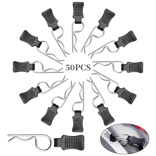 50pcs FriHobby RC Car Clips with Pull Tabs Compatiable with 1/8 1/10 1/12 1/14 Traxxas Arrma Axial SCX10 Redcat Losi Tamiya HPI HSP Himoto Body Clips (Silver) - color: Silver