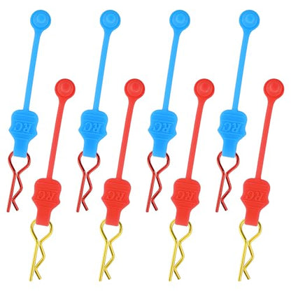 1.0mm RC Cars Body Clips with Pull Tabs for Universal 1/14 1/16 1/18 SCX24 Remote Control Car Compatible with Redcat HPI Himoto HSP Exceed Truck Buggy(8 Pieces, Blue & Red) - color: Blue & Red, size: 1.0mm