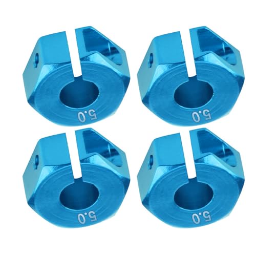 4 Pcs Universal Wheel Hex Hub Adapters,12mm Wheel Hex Mount with Pins and Screws,Wheel Hex Drive Adapters Hub RC Model Vehicle Accessory for RC Spare Part RC Car Upgrade Parts (5.0MM Blue) - size: 5.0MM blue