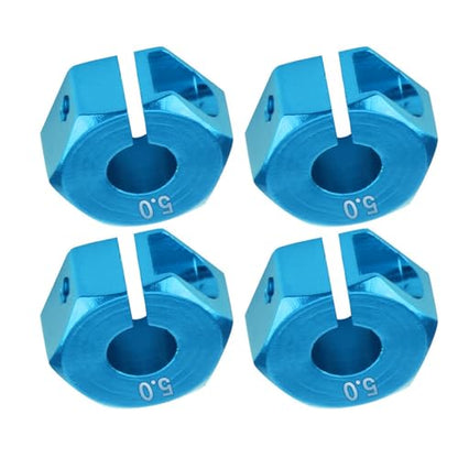 4 Pcs Universal Wheel Hex Hub Adapters,12mm Wheel Hex Mount with Pins and Screws,Wheel Hex Drive Adapters Hub RC Model Vehicle Accessory for RC Spare Part RC Car Upgrade Parts (5.0MM Blue) - size: 5.0MM blue