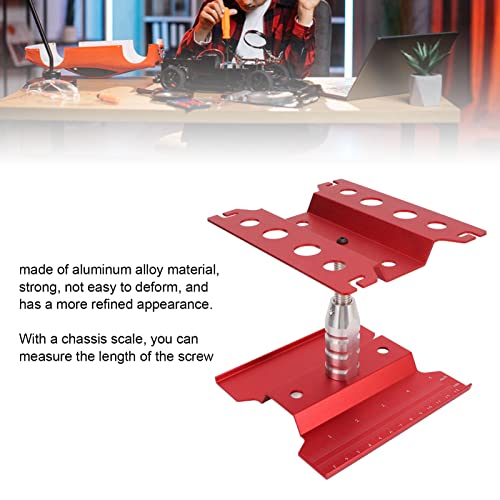 RC Car Repair Work Stand, Aluminum Alloy Durable Adjustable Height with Screw Tray Magnetic Pads for 1/8 1/10 1/12 1/16 Scale Remote Control Cars (Red) - color: Red