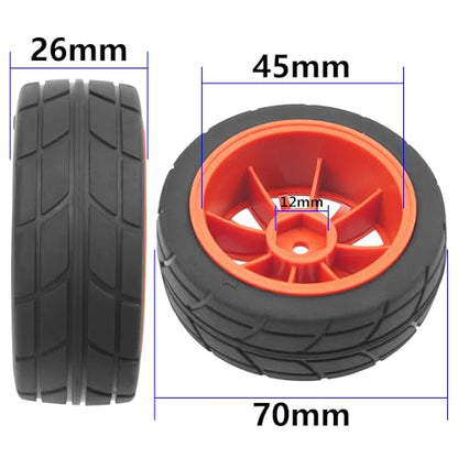 4Pack Vgoohobby OD70mm RC 1/10 On Road Rubber Tires w/Plastic Wheel Rims 12mm Hex Compatible with HSP HPI Redcat Tamiya Traxxas Kyosho 1/10 RC On Road Racing Touring Car (Red) - color: Red