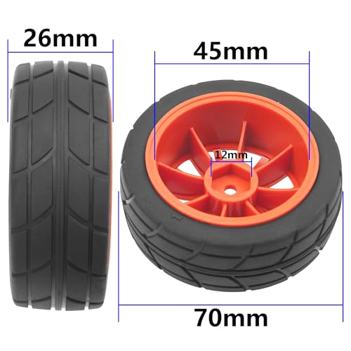 4Pack Vgoohobby OD70mm RC 1/10 On Road Rubber Tires w/Plastic Wheel Rims 12mm Hex Compatible with HSP HPI Redcat Tamiya Traxxas Kyosho 1/10 RC On Road Racing Touring Car (Red) - color: Red