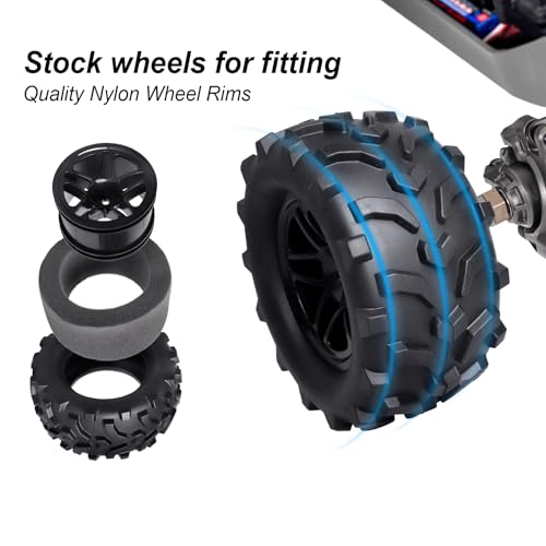 Hobbypark (4-Pack) RC Truck 2.8" Tires & Wheels Rims with Foam Inserts 12mm Hex Hub for 1/10 Electric/Nitro Power Off Road Monster