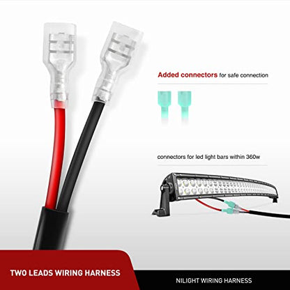 Nilight 54 Inch 312W Curved Spot Flood Combo Led Light Bar LED Off Road Light Driving Light and 1PC 14AWG 12V 5Pin Rocker Switch Wiring Harness Kit - 1 Lead - size: 54Inch 312W Light Bar +Wiring Harness