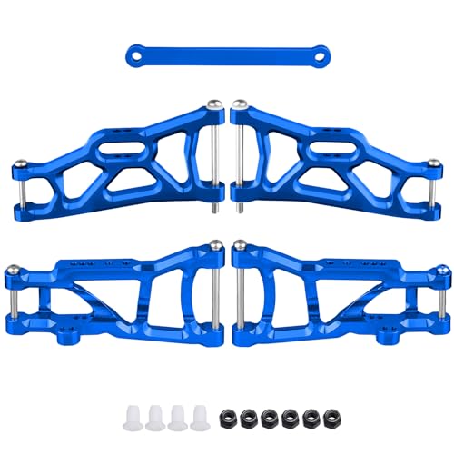 4PCS Aluminum Front & Rear Suspension A-Arms Set and Tie Bar for 1/10 Traxxas Slash 2WD Upgrades Parts, Replacement of 2555 3631 2532 (Blue) - color: Blue
