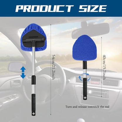 Car Wash Brush with Long Handle, Windshield Cleaning Tool, Car Washing Mop Kit Mitt Sponge Car Cleaning Supplies Kit, Microfiber Towel Gloves Universal for Cars RV SUV Truck Office (Blue) - color: Blue
