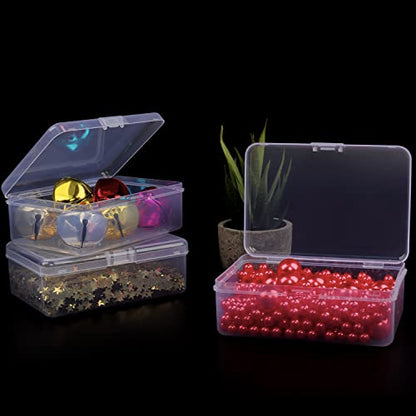 Clear Plastic Mini Storage Containers Box - Empty Plastic Bead Containers with Lids - Hinged Lid for Beads, Earplugs, Pins, Small Items - 12 Pack (5.6 x 4.1 x 1.9 inch) - size: 5.6 x 4.1 x 1.9 inch