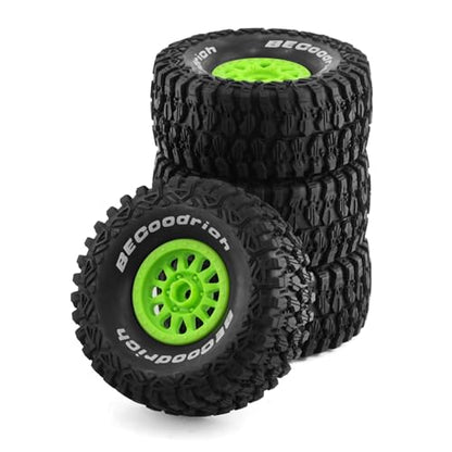 1/7 RC Short Course Truck Tires with Foam Insert and Wheels 17mm Hex OD 135mm 1/8 All Terrain Off Road Tyres for 1:7 RC Buggy Monster Truck Car TRAXXAS UDR 85086-4 4PCS (Green) - color: Green