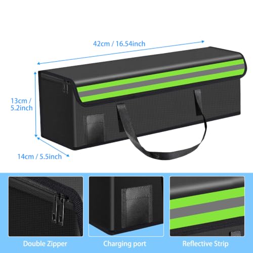 16.54"X5.51"X5.1" Lipo Safe Bag Fireproof Bag for Lipo Battery Pack Storage Charging Transport,Home Office Travel Fireproof Safe Storage for Cash Valuables Jewelry Passport Power bank Lipo Battery - size: 420*140*130mm