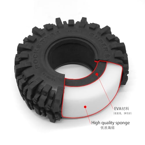 1.9 Tire Inserts Soft Outer Foam Inserts， 4 Pcs Dual Stage Closed Cell Inner Car Crawler Tire Foams Wheel Inlay Foam Sponge， for 1.9inch Wheel Tires RC Crawler Axial SCX10 90046 TRX4